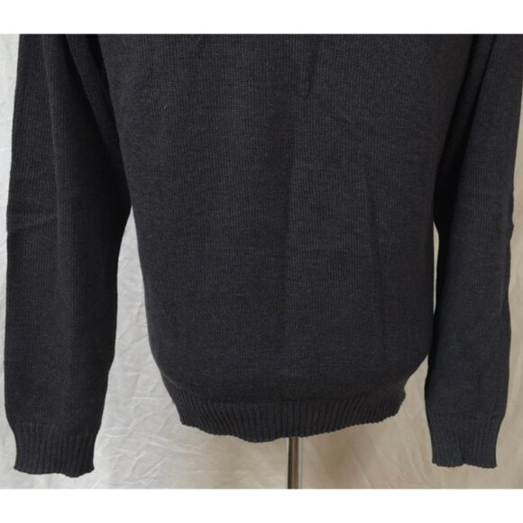 Haggar Mens Medium Grey Quarter Button Suede Trim Pullover Long Sleeve Sweater - Picture 10 of 12